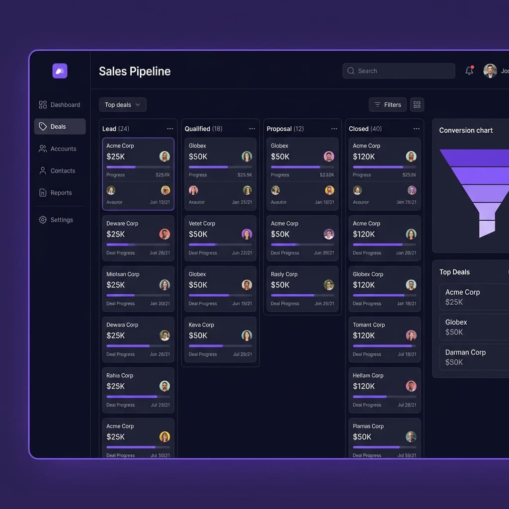 Sales CRM Enterprise Software MVP built by MachSpeed
